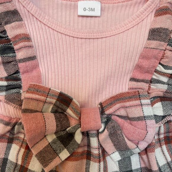 Baby Girl Pink Plaid One Piece Romper - 0-3 Months - Picture 3 of 4